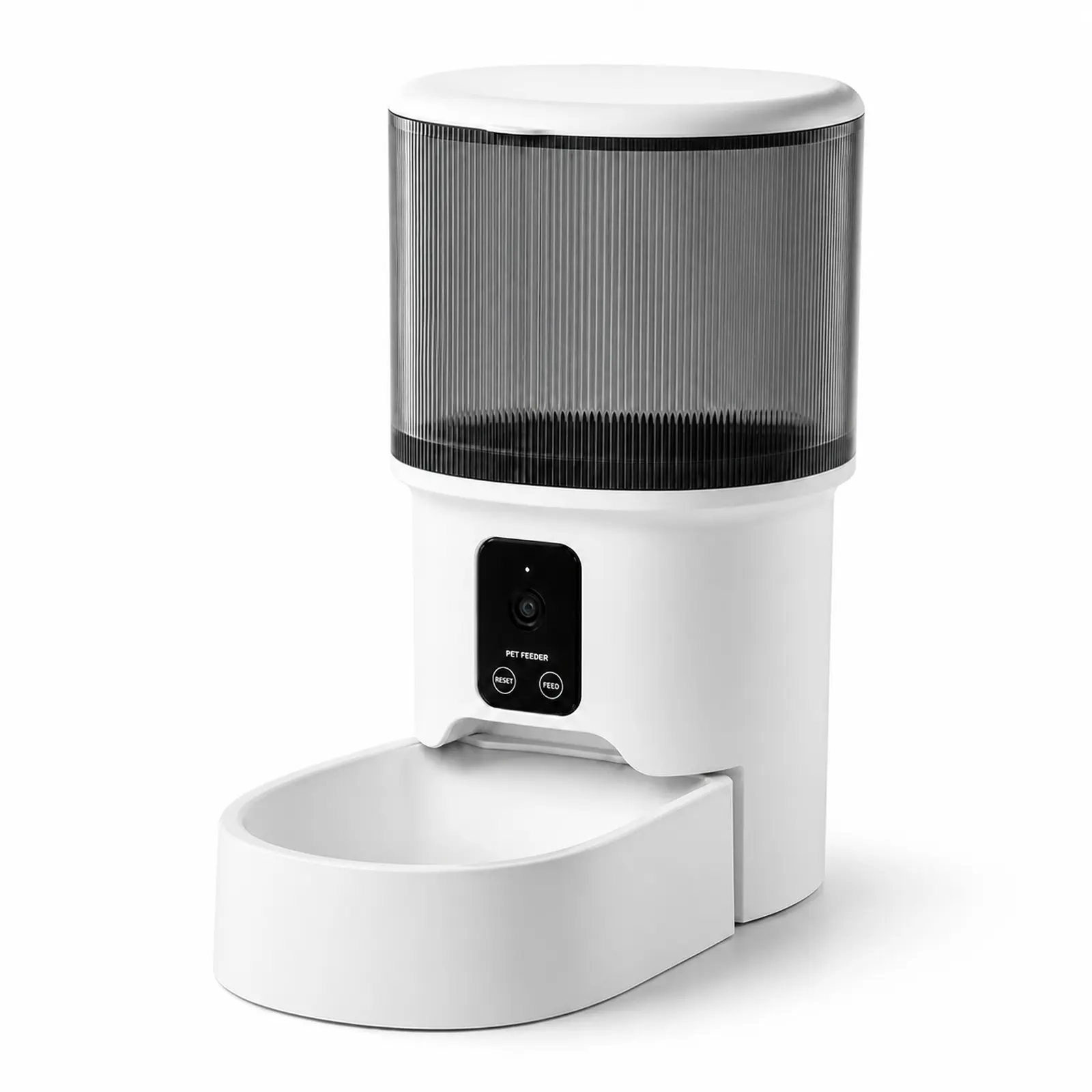 Smart 4L Automatic Cat Feeder with WiFi App, Timed Portion Feeding, Optional Camera, Live View, 2-Way Audio, USB Power, Clear Hopper, Integrated White Tray - Dog & Cat Pet Food Dispenser for Home Use