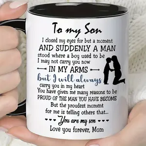 1pc, To My Son Coffee Mug From Mom, Ceramic Coffee Cups, Water Cups, Summer Winter Drinkware, Birthday Gifts, Holiday Gifts, Christmas Gifts, New Year Gifts, Valentine's Day Gifts