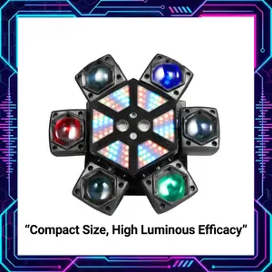 150W 6-Arm DJ Party Lights 150W RGBW Stage Light with Red Green Laser, Sound Activated Music Sync Disco Lights, DMX512 Strobe for Wedding Club Home Party