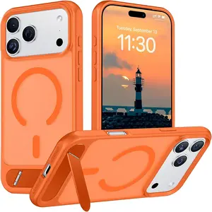 For iPhone 17 Pro Max 6.9 inch Case, [Built-in Invisible Kickstand][Compatible with MagSafe][Military Grade Shockproof] Slim Translucent Matte Phone Case for iPhone 17 Pro Max//17 Plus/17 Pro/17 6.3 Inch/16 Pro Max/16/15 Pro Max/15 6.1Inch Case