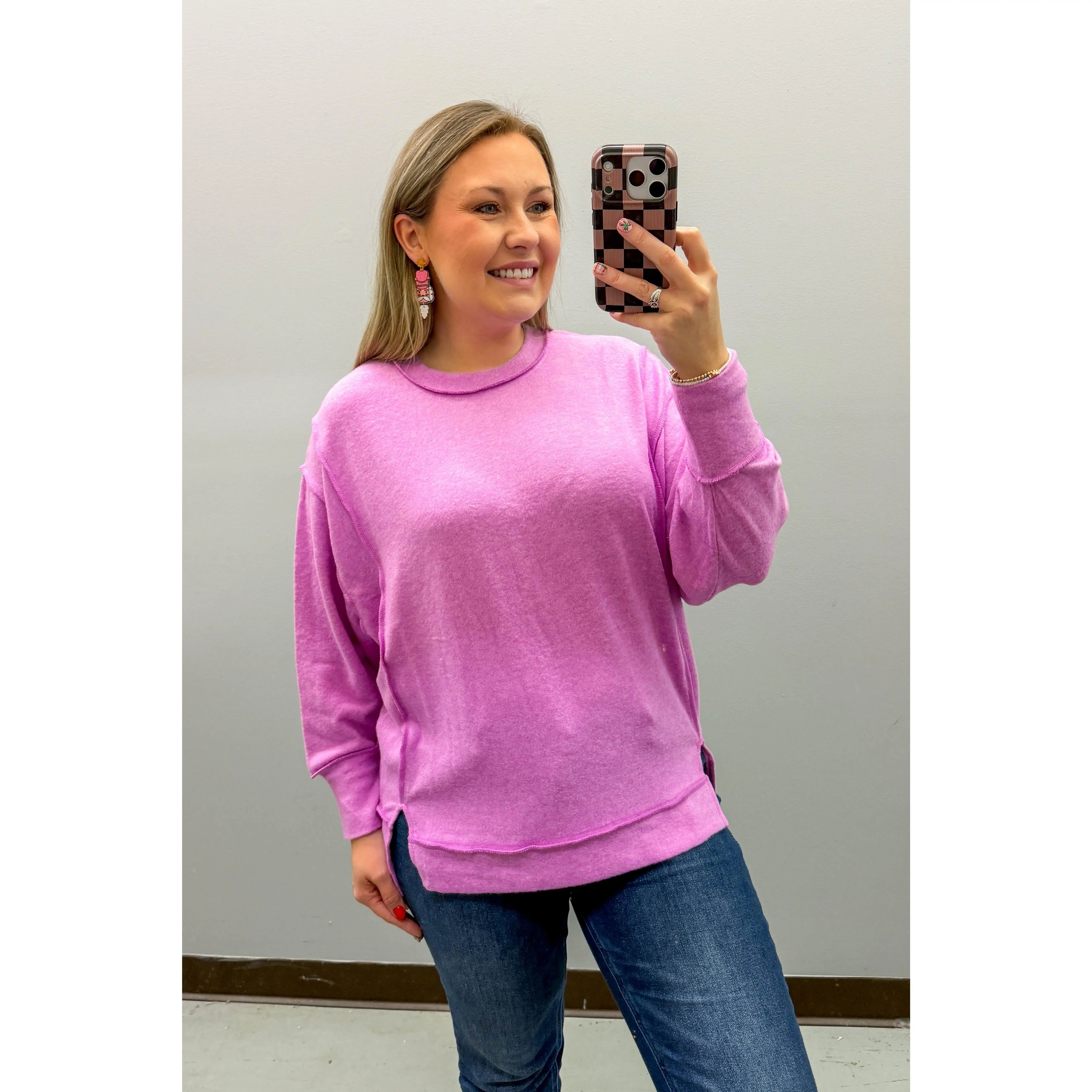 SALE | Casual Day Sweater Top, Bright Mauve