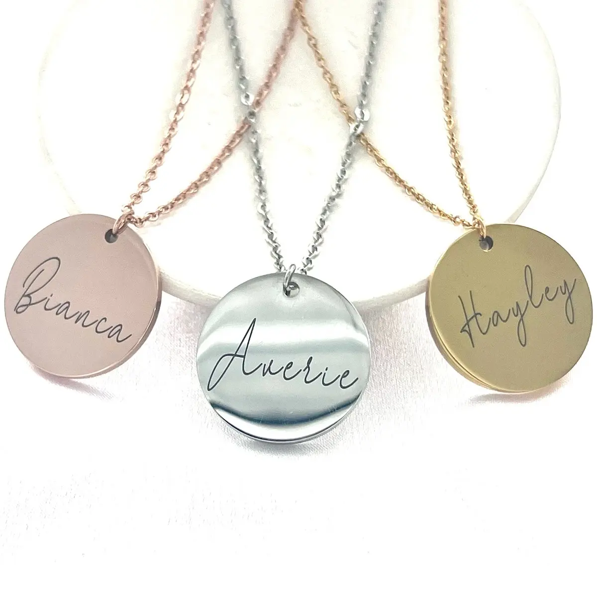 Custom engraved disk necklace