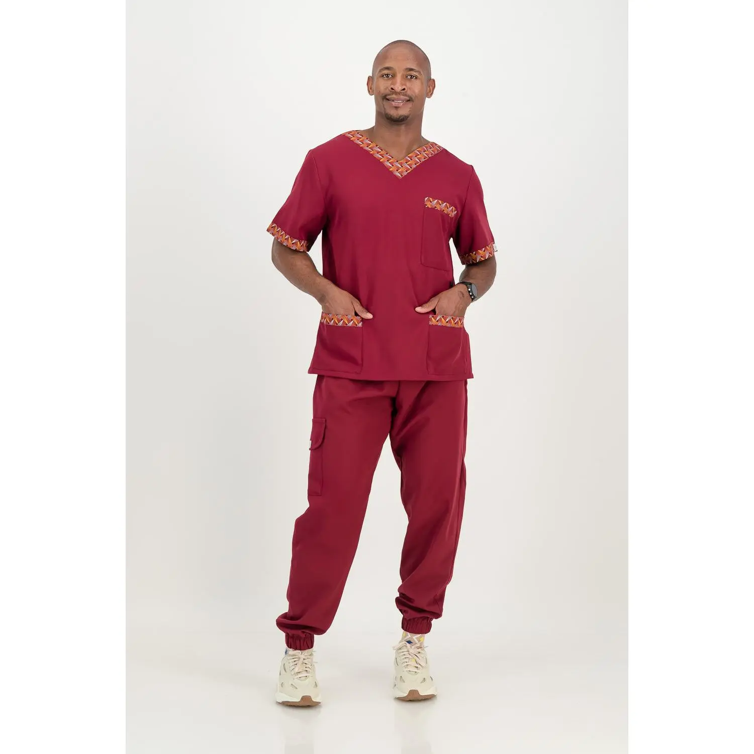Men's Merlot Red Scrub Set - Ithemba Edition