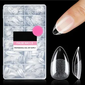 Short Almond Nail Tips: 216PCS Short Fake Nails Soft Press On Gel Nail Tips Pre Shaped Almond Shape Home Nail Extension Full Cover, 12 Sizes Acrylic Gelly Tips