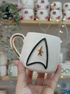 Handmade Star Trek-Inspired Mug with Gold Handle – Perfect Gift for Sci-Fi Fans