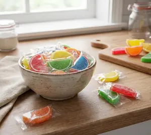 Jelly Fruit Slices Candy - 1 lb Bulk Bag of Individually Wrapped Orange Watermelon Cherry Blue Raspberry Lemon Lime Soft Chewy Sugar‑Coated Fruity Jellies