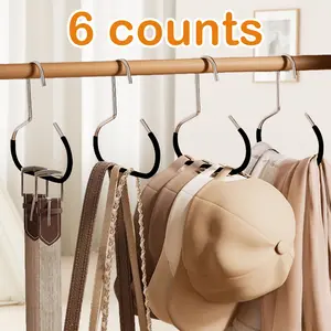 6 Counts Hat Organizer, Versatile Closet Storage for Hats, Scarves & Caps with Smart Layered Design