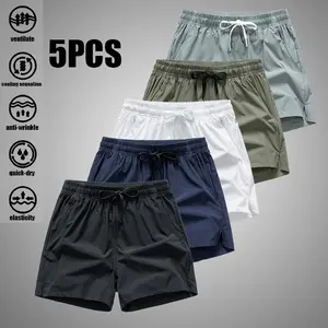 Men's 5-Pack 5inch Fitness Shorts, Quick-Dry Breathable Running Sports Shorts, with Zipper Pockets