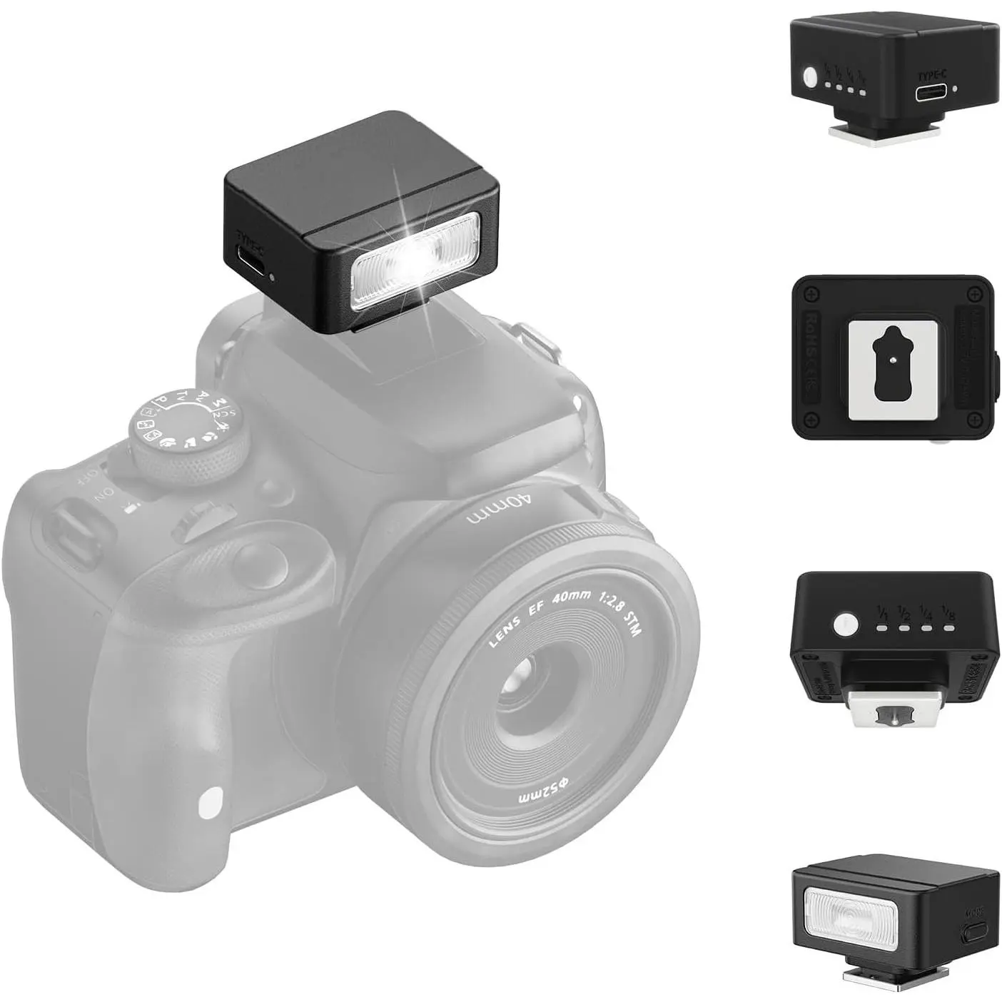 X-RDL01   SL01 Mini Camera Flash, GN8 6500K Mini Flash Speedlite, 4 Power Levels, Compatible with Sony ZV-1/ZV-E10/Canon/Nikon/Fuji/Panasonic/Leica/Olympus, 【Not Fits Sony ZV-1F】
