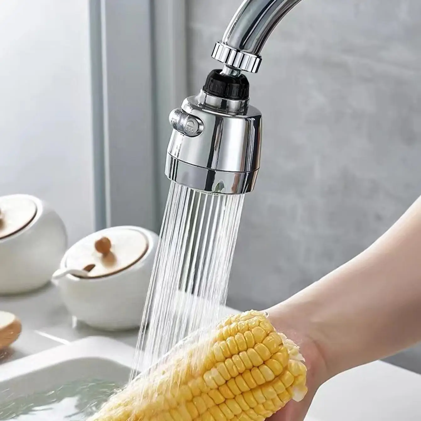 2 Mode Kitchen Faucet Aerator, 1 Count 360 Degree Rotatable Faucet Splash Head, Kitchen Faucet Extender, Sprayer Head Anti Splash Tap