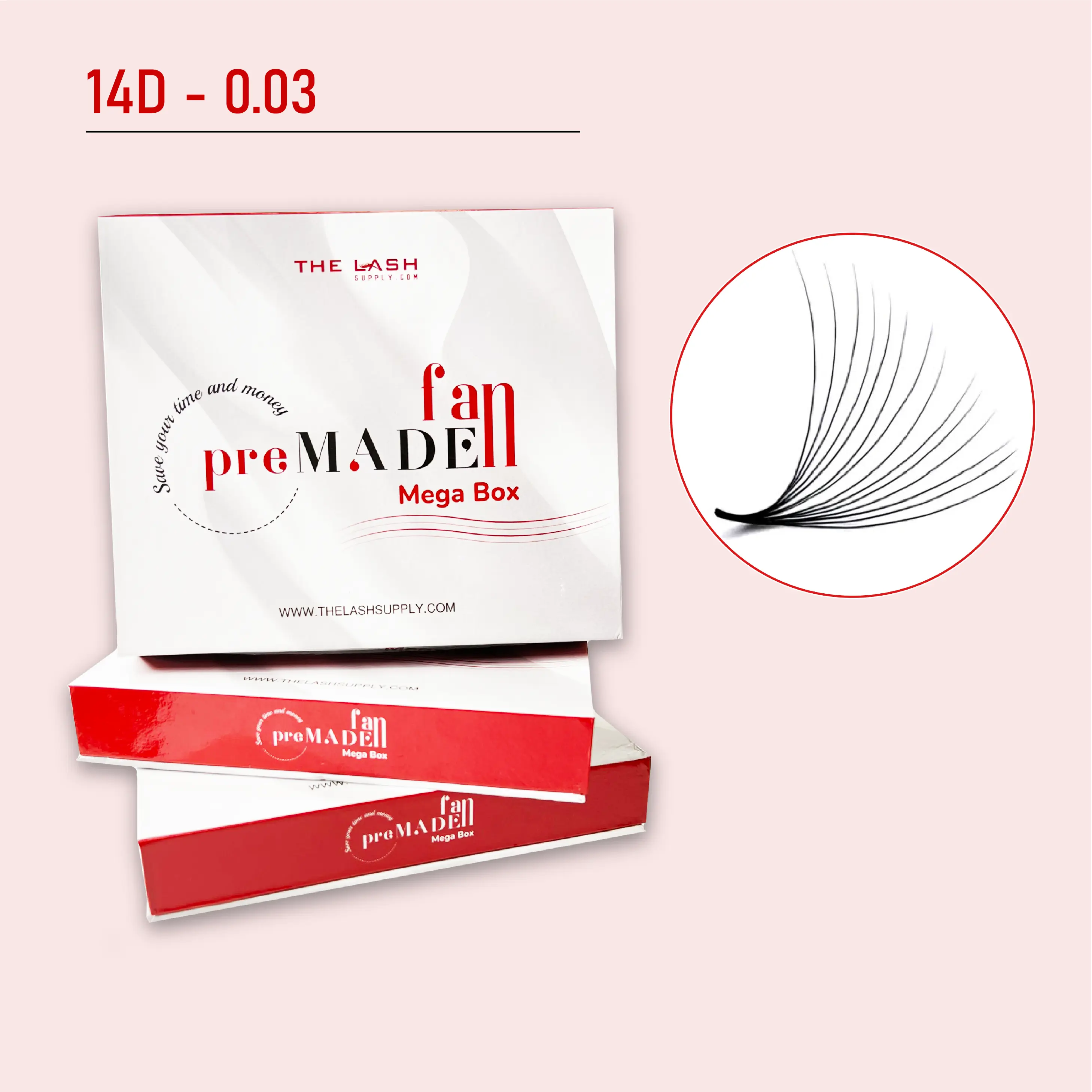 Korean Cosmetic Makeup Eyelash Extensions, Premade Fan - 14D, 0.03 (Mega Box), Premade False Eyelashes, C Curl