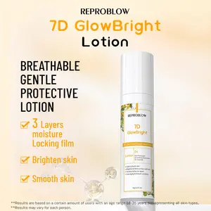 7D GlowBright Lotion Hydrating Soothing Brightening Reduces Hyperpigmentation Rosa Roxburghll extract texture care