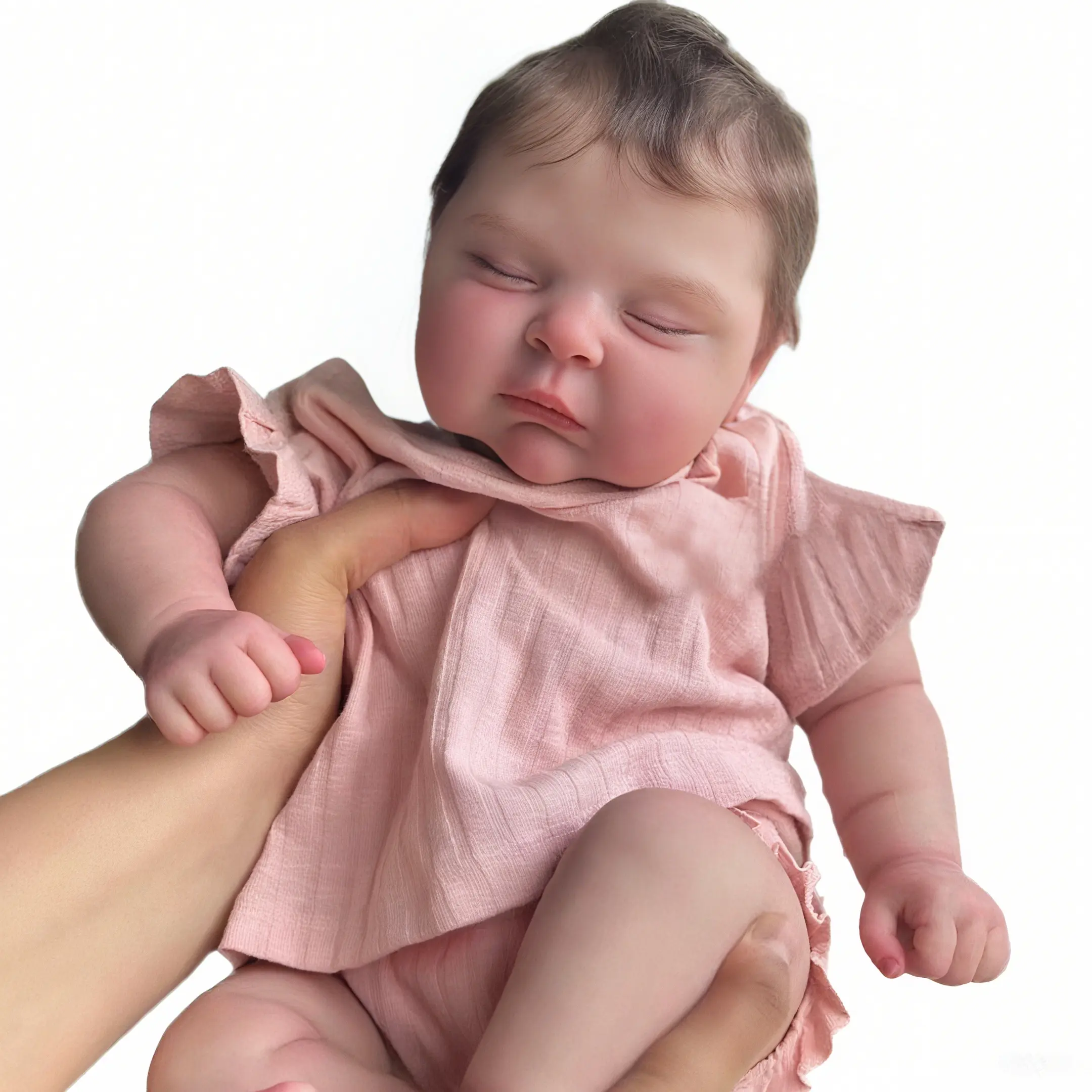 Newborn Baby Doll 49cm Soft Silicone Vinyl Cloth Body Asleep Reborn Girl Dolls Peaches for Kids Ages 3+