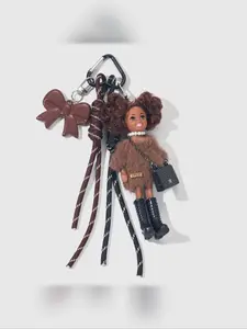 Cute Small Kelly Doll Keychain Wristlet Strap, Bowknot Charm for Girls' Bags & Keys, Casual Style, All Seasons Accessory