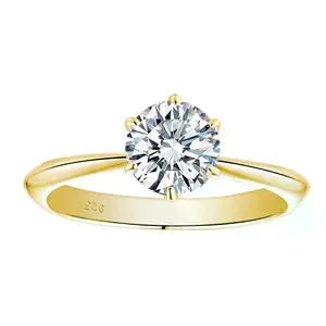Moissanite Engagement Rings for Women Solid 925 Sterling Silver Solitaire Classic Six Claws Promise Wedding Jewelry Yellow Rose Gold #Love Story