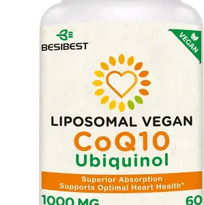 60 Vegan Softgels 1000mg Liposomal CoQ10 Ubiquinol - High Absorption Antioxidant Supplement for Heart Function & Energy Production - Fitness, Edible Healthcare Dietary