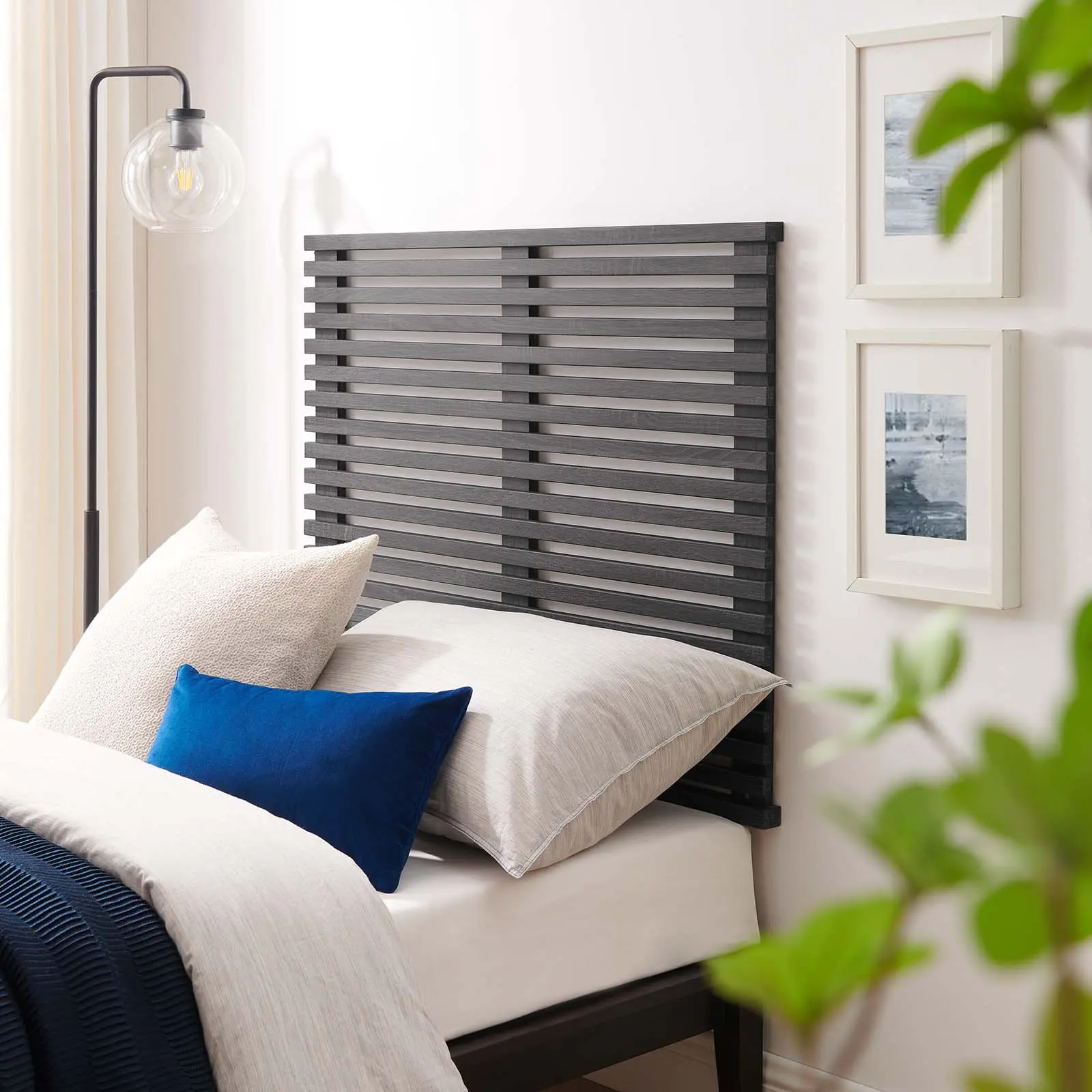 Modway Render Modern Wall-Mount Twin Headboard, Charcoal Bedroom Furniture