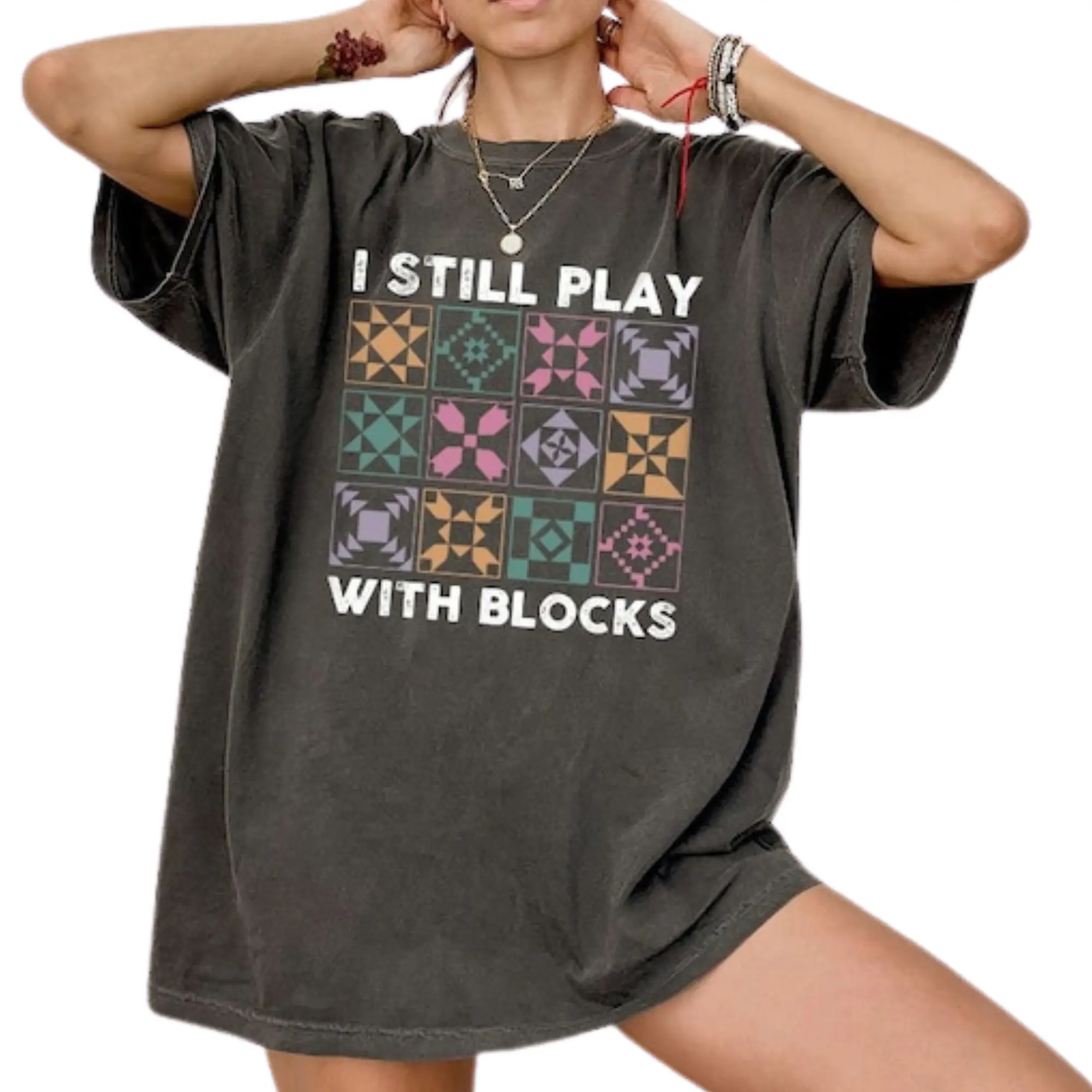 Funny Quilting T-Shirt, Quilt Retreat Shirt, I Still Play With Blocks Tee, Gift for Quilter, Quilt Block Shirt, Gift for Quilter, Gift For Mom Unisex Cotton Tee Hot Shirt 2024 Top Fits Crewneck, Clothing Menswear Womenswear Tshirt Colorful Comfortable