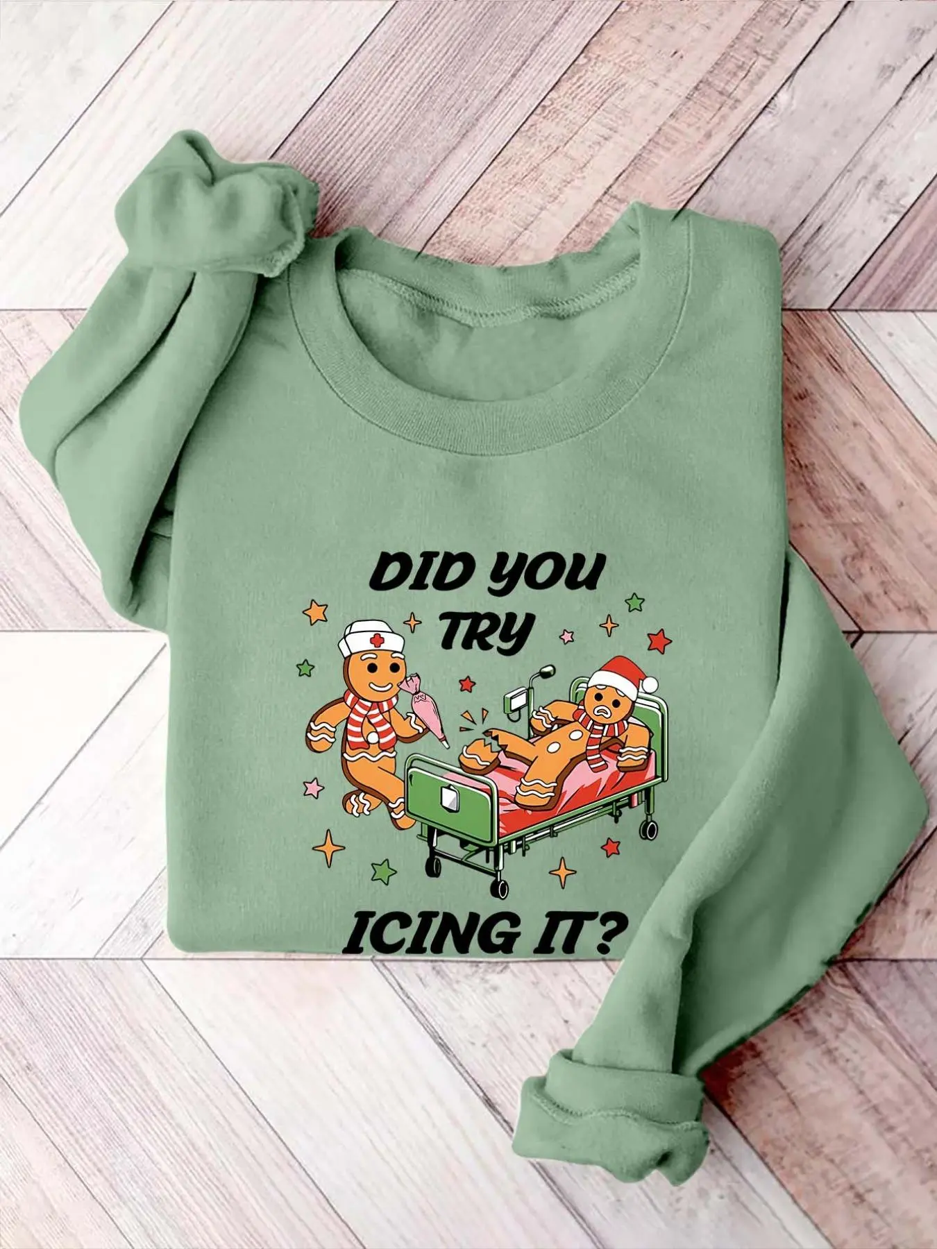 Women's Cartoon Gingerbread Man Print Drop Shoulder Sweatshirt, Casual Long Sleeve Round Neck Pullover for Fall & Winter, Ladies Clothes for Daily Wear