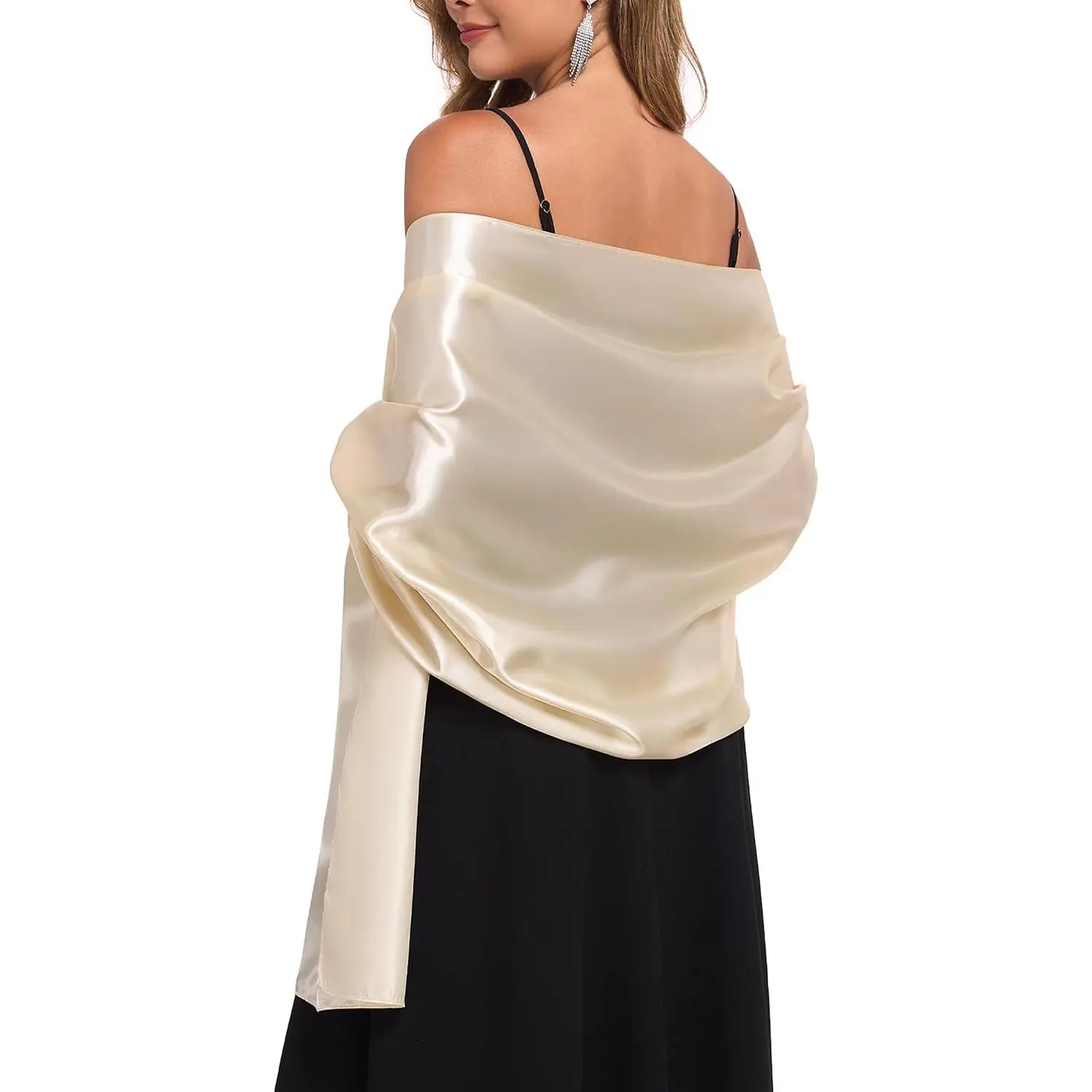 Shawl Wraps for Evening Satin Women Wedding Guest Shawls | Silky Satin Shawl Wraps for Women, Lightweight Scarf Elegant Shawl, Keeps Warm in Cool Outdoor Evening Occasion