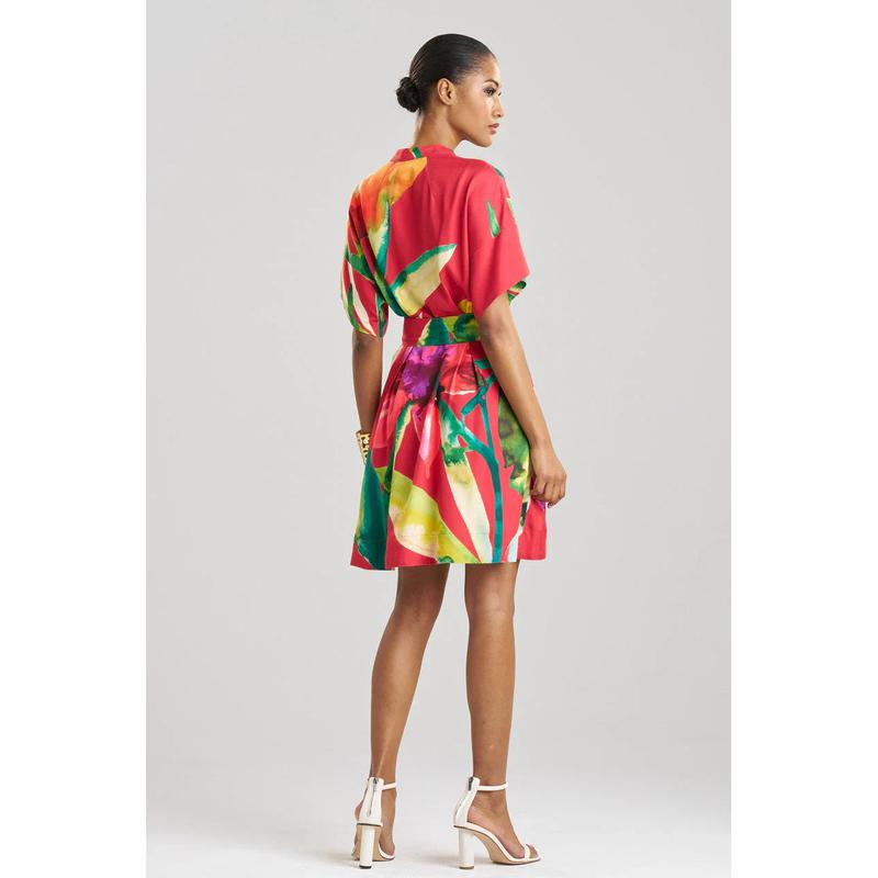 NATORI Mallorca Printed Cotton Silk Dress