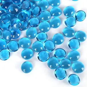 20pcs Light Blue Flat Glass Marbles, Aquarium Fish Tank Decorative Pebbles, Vase Filler, Table Scatter Art Craft Supplies, Decoration, Aquatic