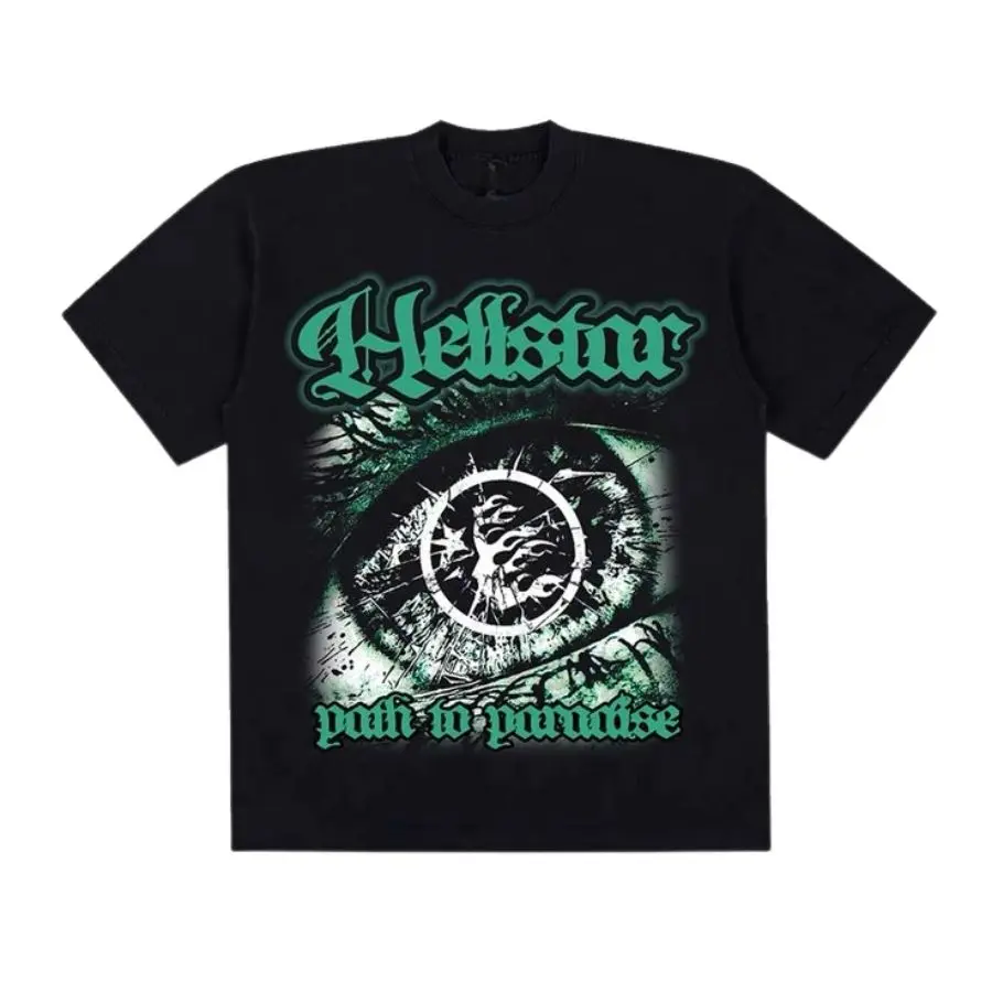 New HELLSTAR Graphic T-Shirt, Y2K Streetwear Tee, Vintage Print Cotton Short Sleeve Top, Hip Hop Casual Unisex Summer Tee, Retro Graphic Shirt For Men, Women
