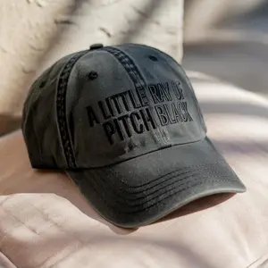Sarcastic Statement Hat – “A Little Ray of Pitch Black” Embroidered Dad Cap, Dark Humor Hat, Funny Gift Idea