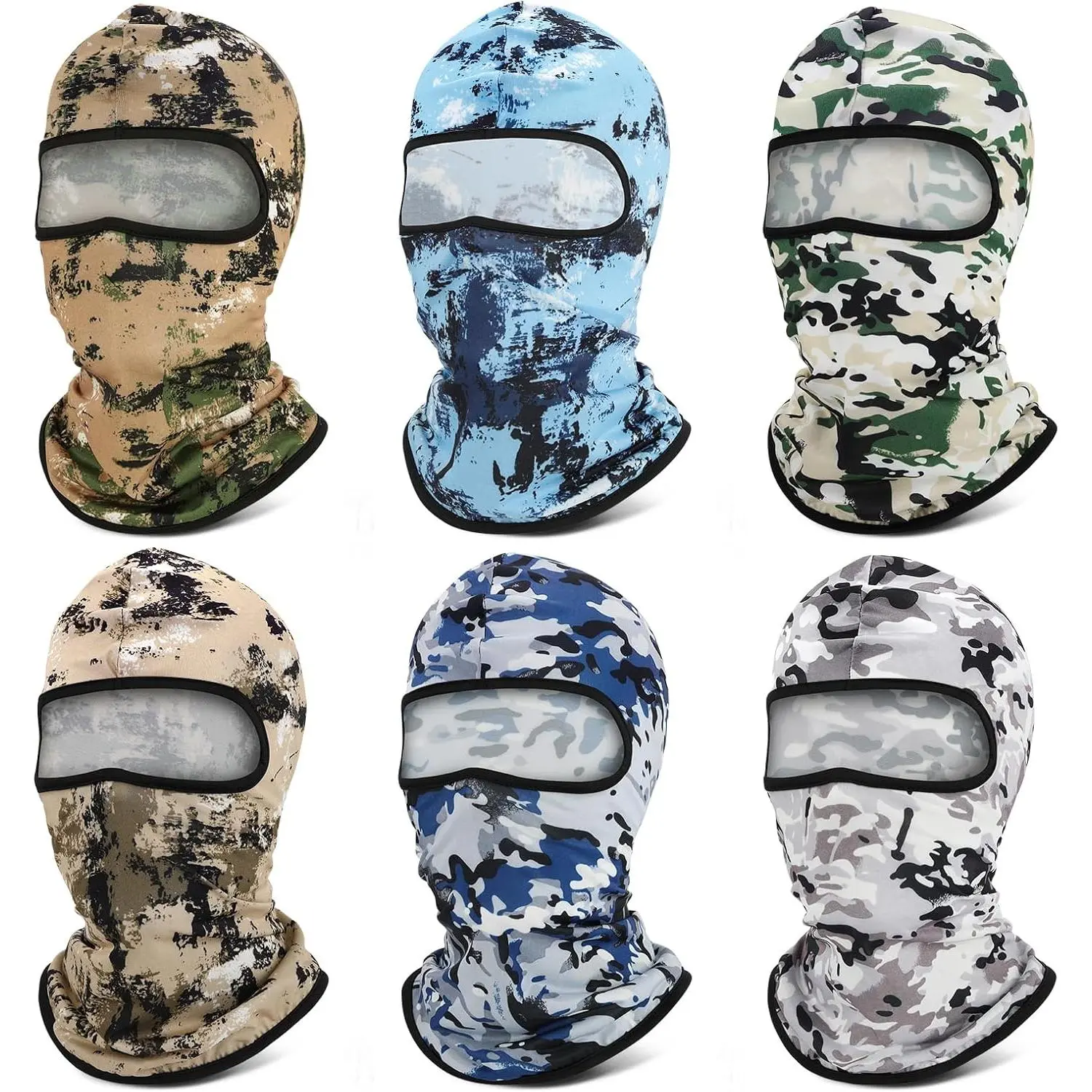 6-Pack Polyester Synthetic Full Balaclava Face Mask - Cooling Breathable Gaiter Headband for Men Runners, Automotive & Motorcycle Protective Gear (Christmas, Father's Day Gifts), Cooling Breathable Balaclava