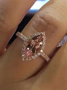 Classic Rhinestone Decorated Promise Engagement Rings, Fashion Party & Wedding Jewelry for Women & Girls, Trendy All-match & Exquisite Jewelry for Birthday Gift