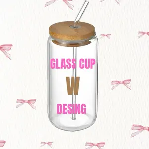 Glass Cup with Design 16oz - Choose a Cup during Live - Drinkware