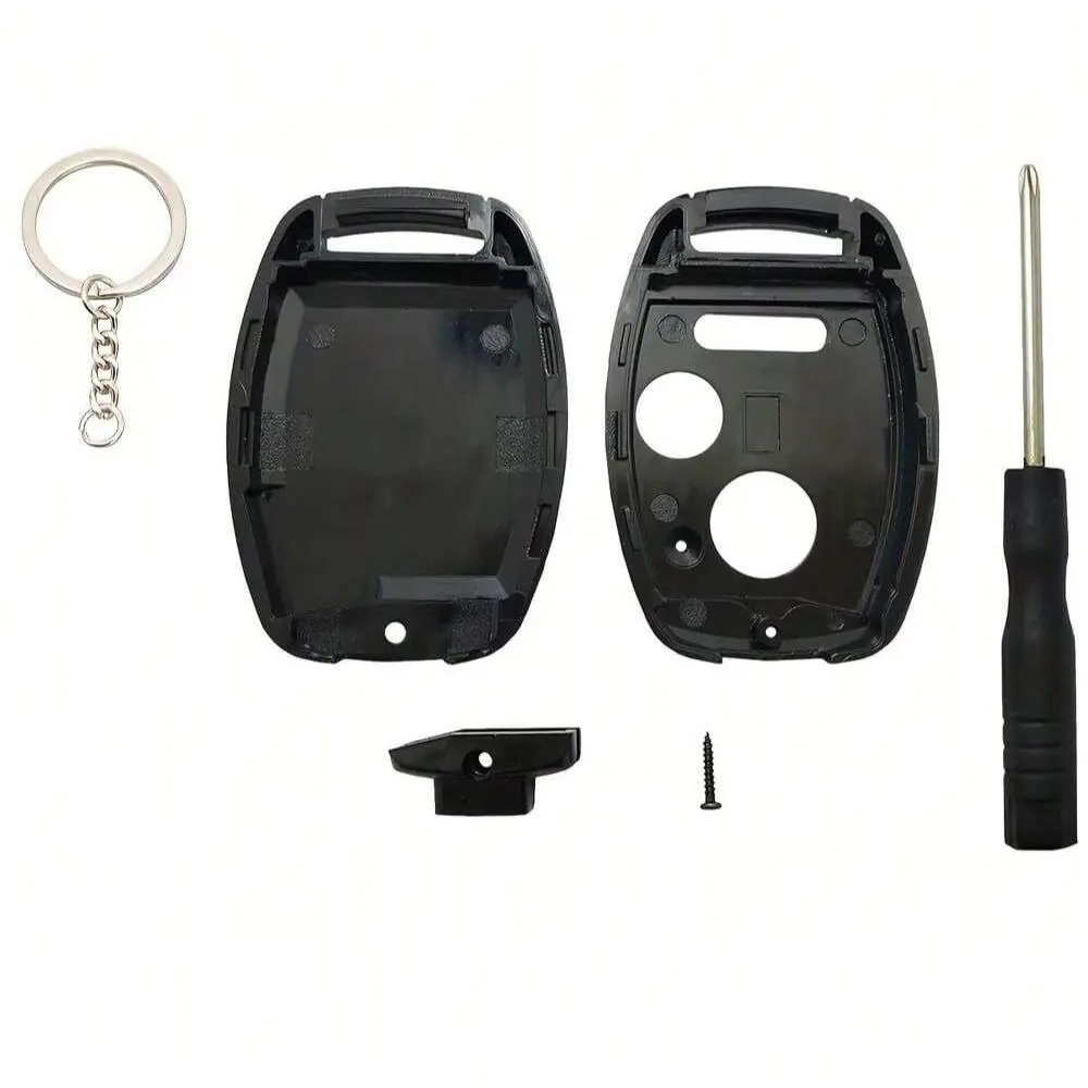 Car Key Fob Case with Key Ring 2+1 Button Keyless Entry Remote Key Fob Shell for 2006 2007 2008 2009 2010 2011 Honda Accord Civic CRV Pilot Ridgeline Odyssey Car Key Protector Car Key Accessory Car Accessories