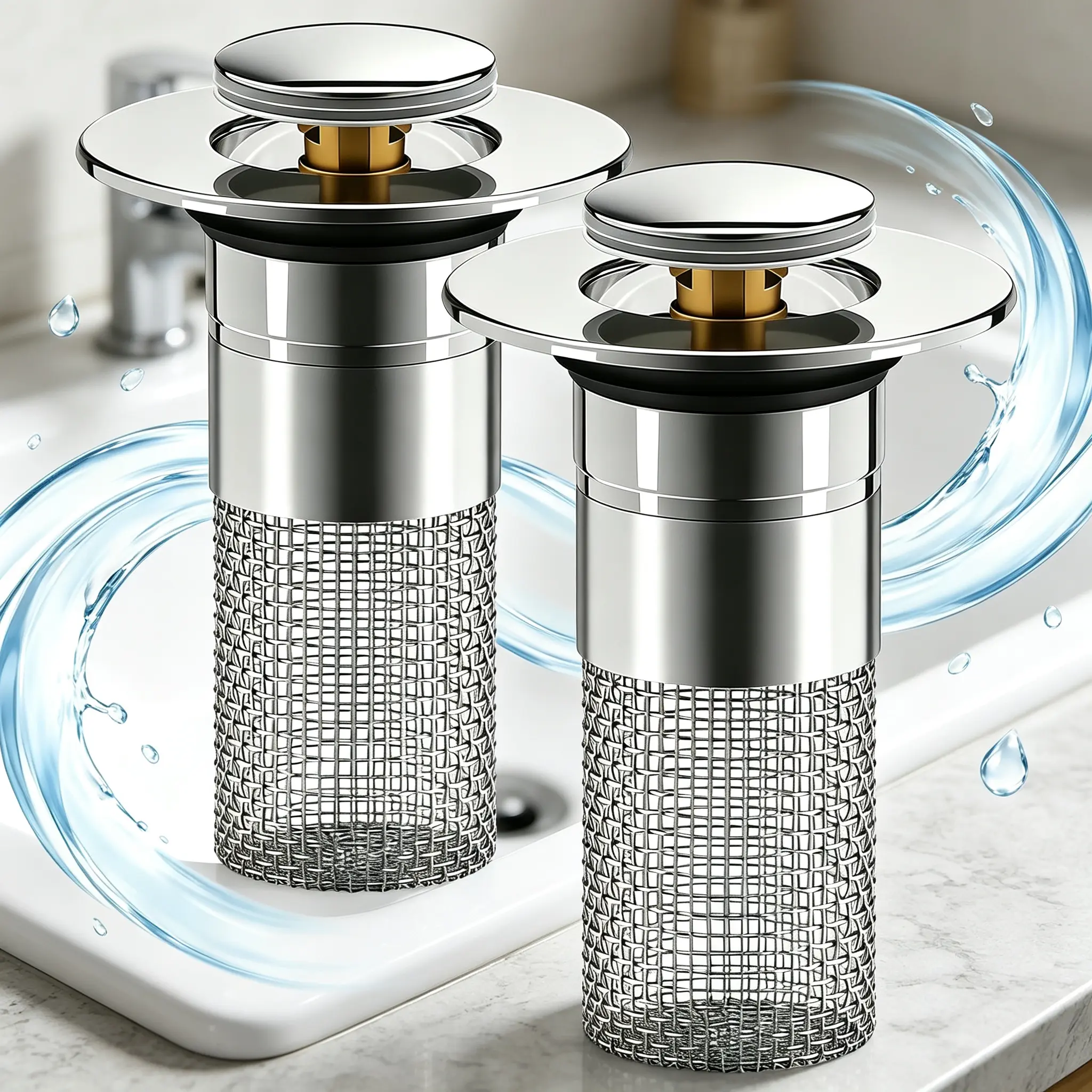 Hair catcher,Stainless Steel Floor Drain Filter,Bathroom Sink Stopper Hair Catcher with Removable Stainless Steel Filter Basket Hair Catcher,Isolate Odor Pop Up Sink Drain Filter