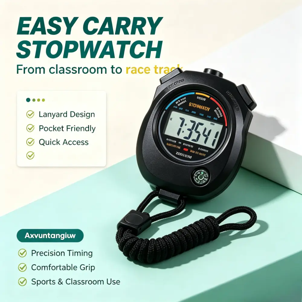 1pc Multifunctional digital stopwatch timer, with segmented timing alarm clock, date display, handheld motion timer watch, suitable for track and field, basketball training, events, leisure and outdoor scenarios.