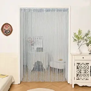 1 Piece Tassel Design Curtain, Glitter Silver Wire Partition Curtain, Decorative Door Curtain for Home Living Room Bedroom, Home Decoration Curtain