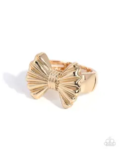 Dapper Decadence - Gold Bow Ring - Paparazzi