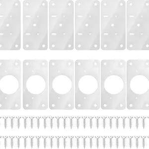 12Pcs Cabinet Hinges Repair Plates Replacement, Repair Cabinets, Hinge Repairs Plate Cabinets Door Hinge with Mounting, Fixing Tool Plates Screws for Kitchen, Cupboard, Locker, Cabinet Doors, Door Hardware