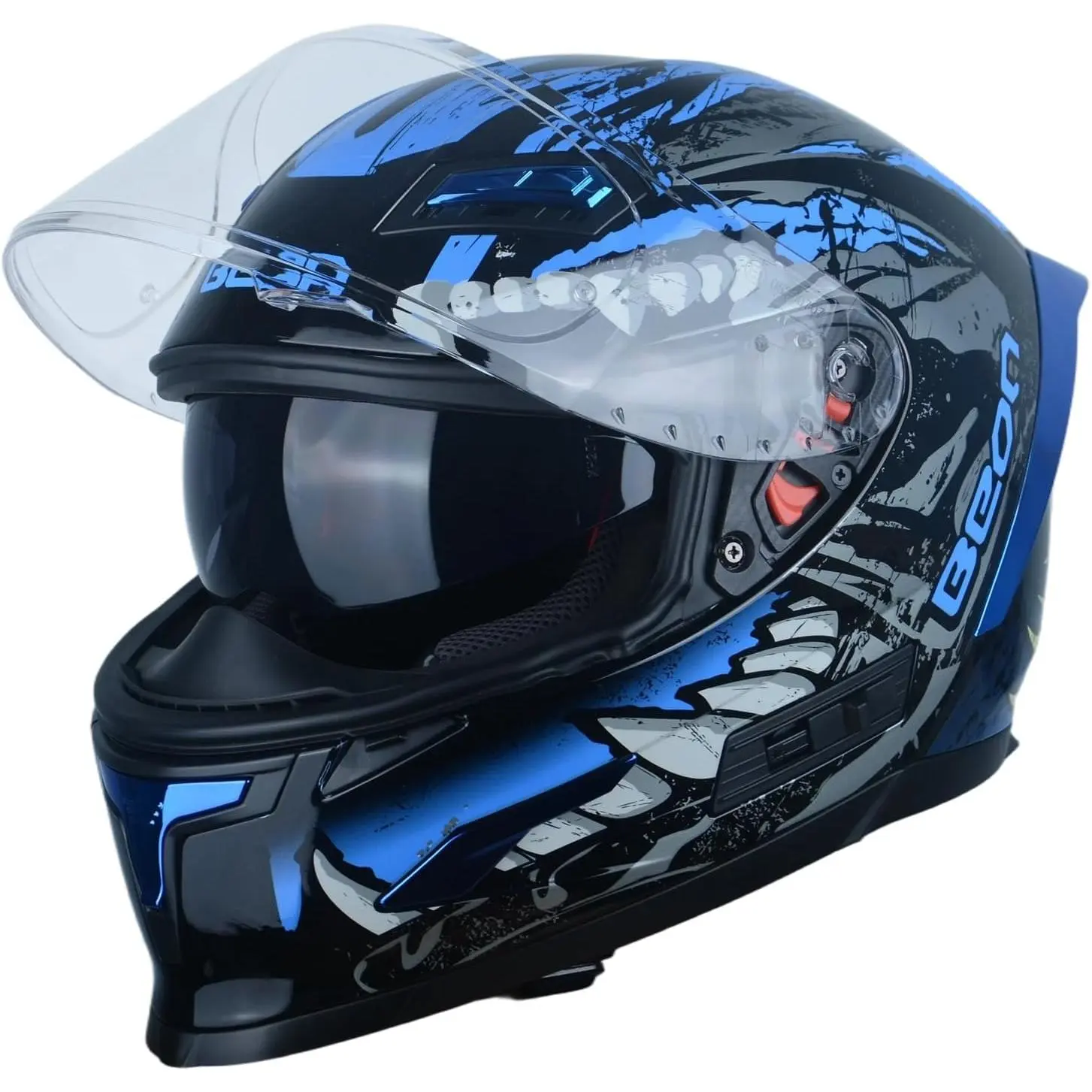 DOT Approved Adult Full Face Motorcycle Riding Helmet - Lightweight Protective Hard-Shell Helmet with Clear, Tinted Impact-Resistant Non-Fog Visors, Multiple Vents for Street Bike Use, Lightweight Protective Helmet