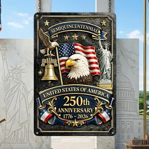250th Anniversary USA Tin Sign, 4th of July Patriotic Metal Signs, 1776-2026 Commemorative Wall Decoration for Home, Bedroom, Patio, Yard