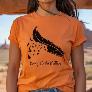 Every Child Matters Shirt – Indigenous Feather Bird Graphic Tee, Orange Shirt Day Awareness T-Shirt, Native Support Apparel, Meaningful Unisex Top
