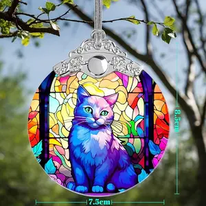 Pet Christmas Ornament, Cat Christmas Decorations, Pet Ornaments for Christmas Tree, Stained Glass Ornament, Cat Lovers Gift Ideas, Holiday Decorations and Xmas Gifts