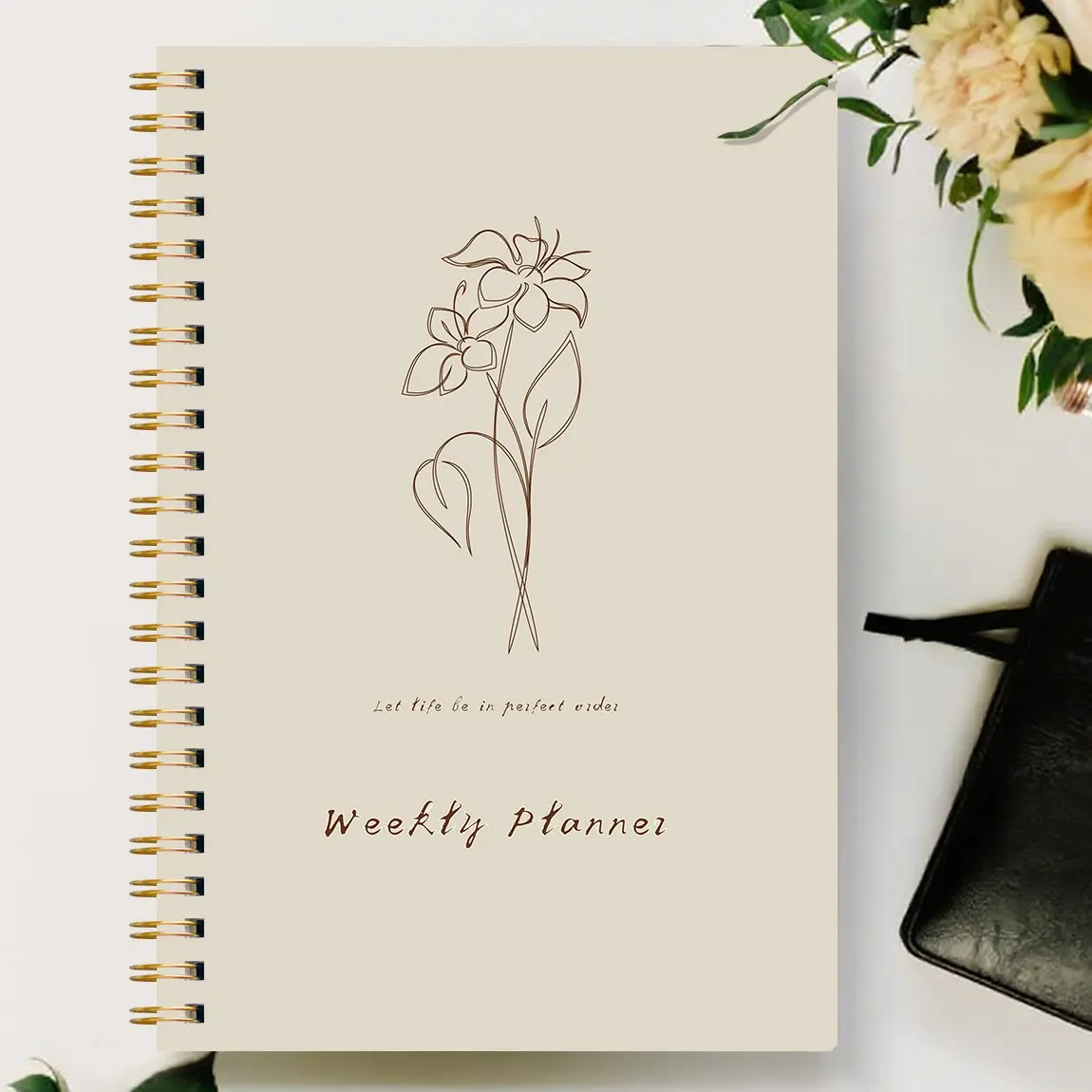 A5 Weekly Planner Notebook with Stickers, Spiral Bound Habit Tracker, Efficiency Journal, Study Office Schedule Management Notebook