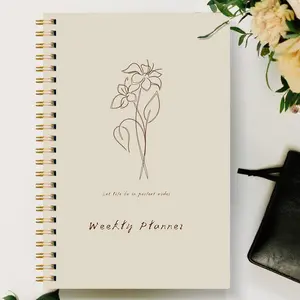 A5 Weekly Planner Notebook with Stickers, Spiral Bound Habit Tracker, Efficiency Journal, Study Office Schedule Management Notebook
