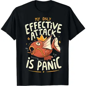 Vintage Tees Effective Attack Is Panic T-Shirt Graphic Tees Funny Shirt Unisex Anime Shirt Menswear Womenswear Streetwear Funny Tshirt Men GiftsBlack, XL