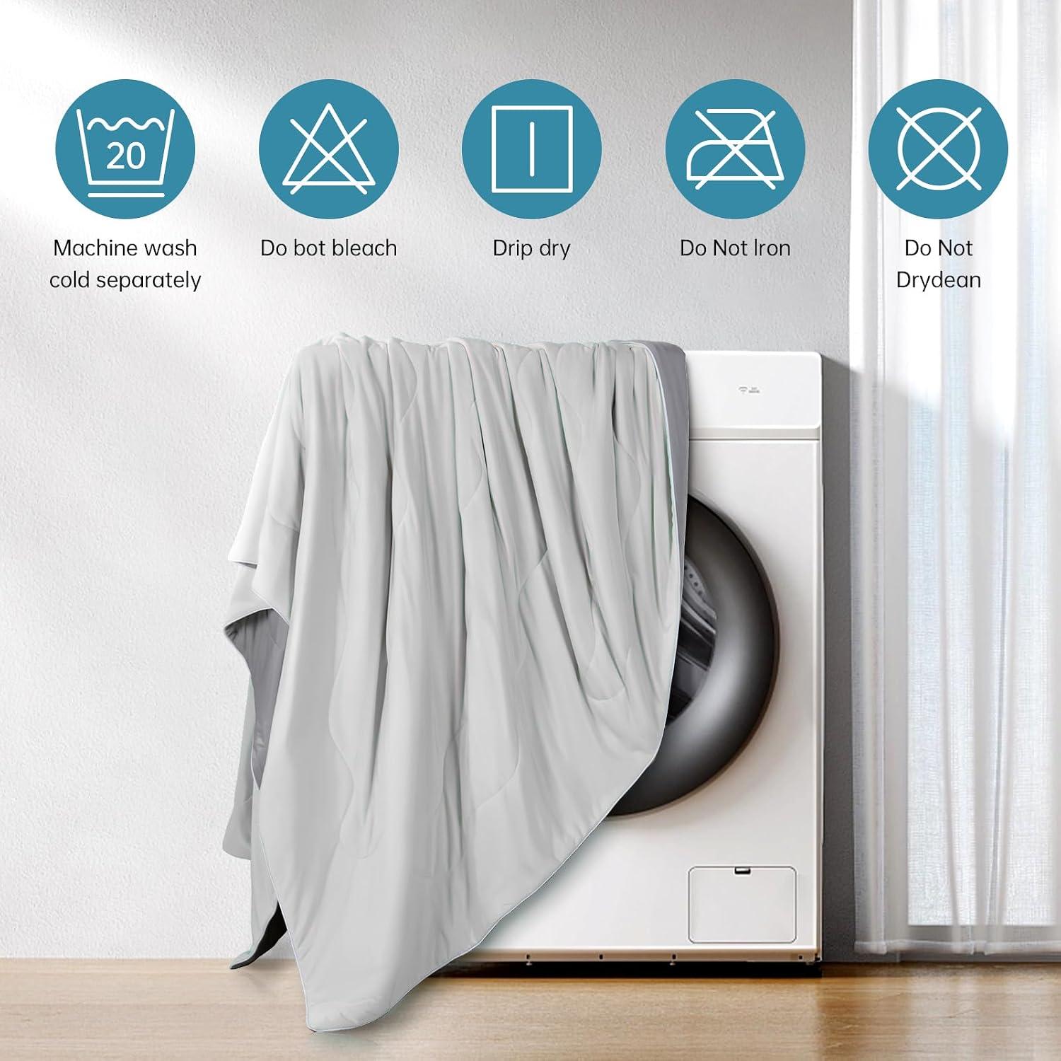 【Summer Sales】Queen Size Cooling Bed Comforter Set, Upgraded Double-Sided Q-MAX 0.45+ - Breathable, Lightweight for Hot Sleepers, Gray, 90x90 in