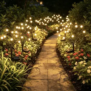 Waterproof Solar Firefly Stake Lights (2/4/8 Pack), Auto Dusk-to-Dawn 16/32/64 LED Outdoor Glow Lights, Solar Landscape Decor for yd Patio Path Walkway, Light, Solar Outdoor Lights