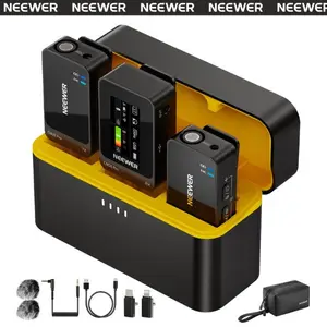 NEEWER CM26 Pro Wireless Lavalier Microphone System, 2.4GHz Clip On Lapel Mic with Charging Case for iPhone, Android, Camera, Vlog, Interview, Live Streaming & Video Recording