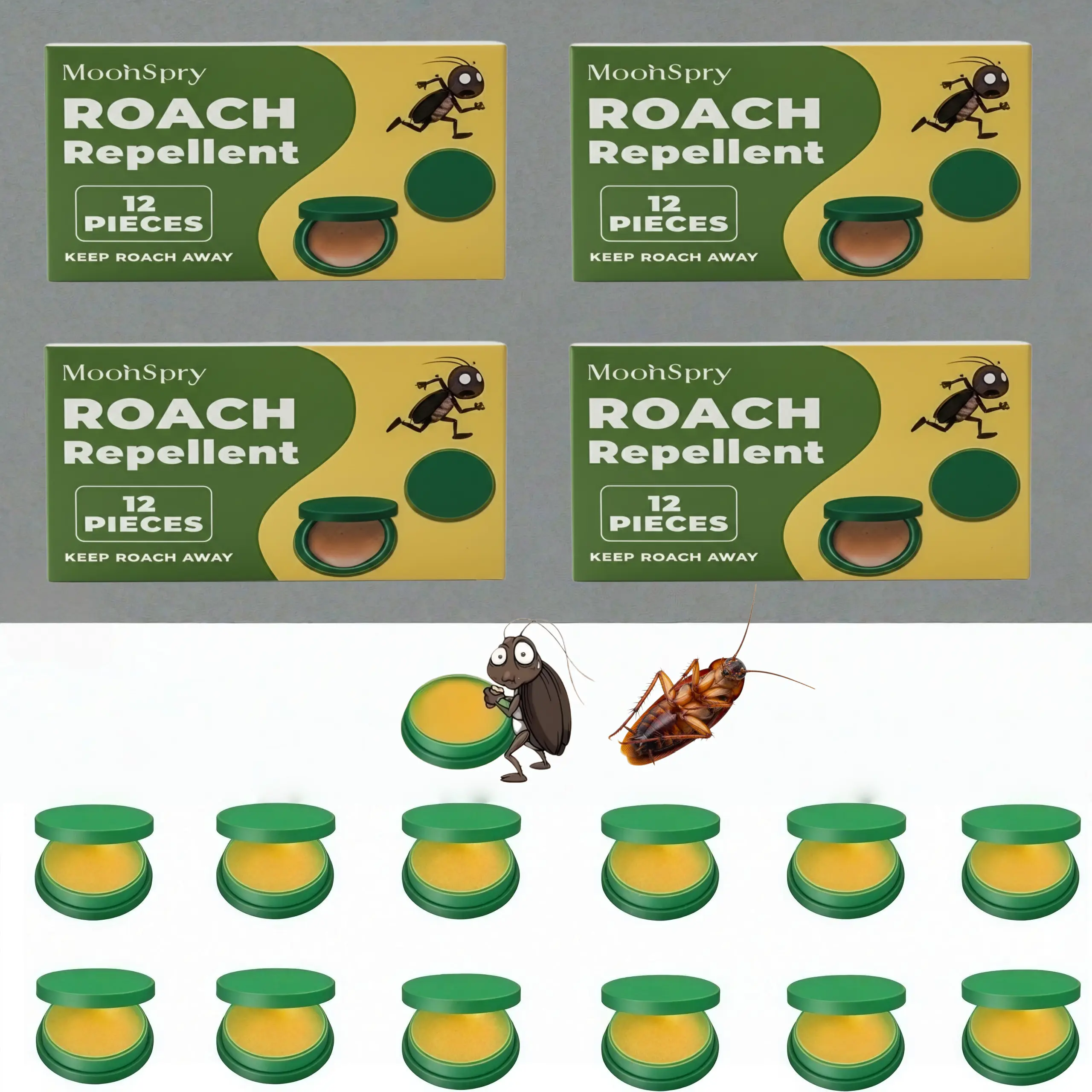 MoonSpry Pest Control & Cleaning Set - Heavy Duty Microfiber Mop Kit, Cockroach Gel Bait, Indoor Rat Repellent Pouches | Home Insect Control Supplies