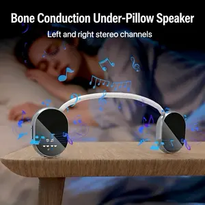 Bone conduction sleep Bluetooth pillow speaker, left and right stereo channels, with display screen, bone conduction technology, volume control and sleep timer, side sleeping friendly, sleep speaker, portable travel, insomnia, suitable for gift giving