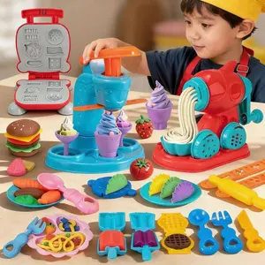 DIY Playset, Clay Noodle Maker, Ice Cream Machine, Burger Maker Set, Fun Educational Toys for Kids, Creative Play Accessories